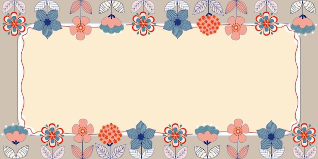 Marco con hojas y flores alrededor y anuncios importantes dentro del marco con diferentes plantas por todas partes e información crucial en caja floral con ideas recientes