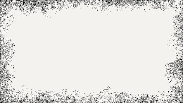 Marco horizontal con textura punteada negra con efecto de medio tono de punto arenoso ruidoso