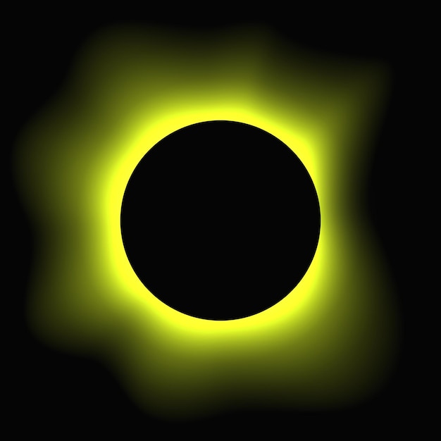 Marco de iluminación circular con gradiente Estandarte de neón redondo amarillo aislado sobre fondo negro Ilustración vectorial