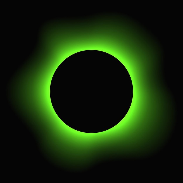 Marco de iluminación circular con gradiente Estandarte de neón redondo verde aislado sobre fondo negro Ilustración vectorial