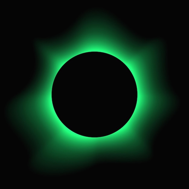 Marco de iluminación circular con gradiente Estandarte de neón redondo verde aislado sobre fondo negro Ilustración vectorial