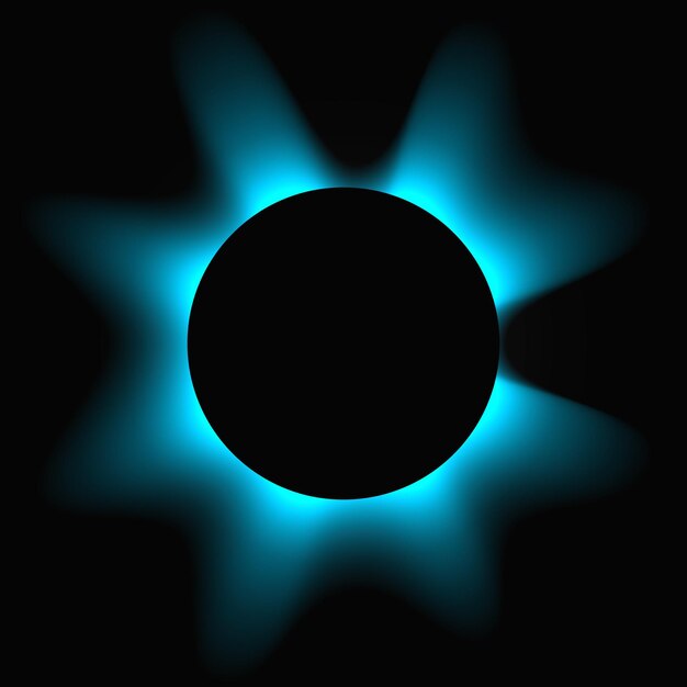 Marco iluminado circular con banner de neón redondo azul degradado aislado en fondo negro Ilustración vectorial
