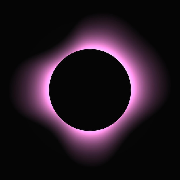 Marco iluminado circular con banner de neón redondo púrpura degradado aislado en fondo negro Ilustración vectorial