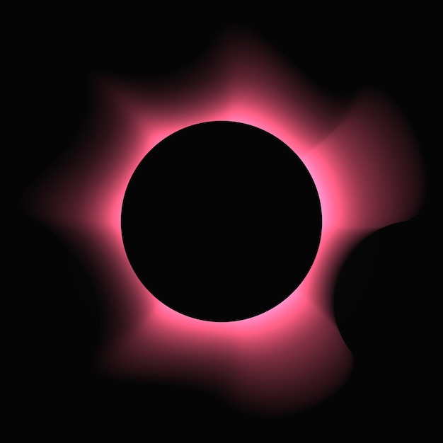 Marco iluminado circular con banner de neón redondo rosa degradado aislado en fondo negro Ilustración vectorial