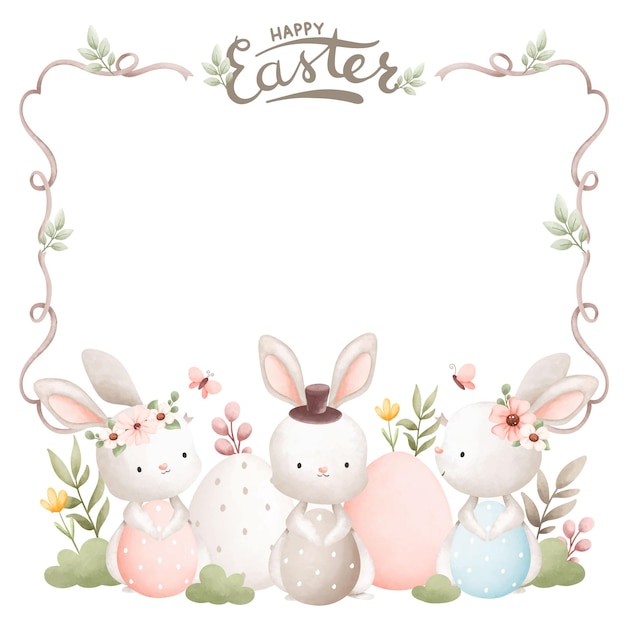 Marco de ilustración acuarela feliz Pascua