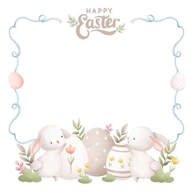 Marco de ilustración acuarela feliz Pascua
