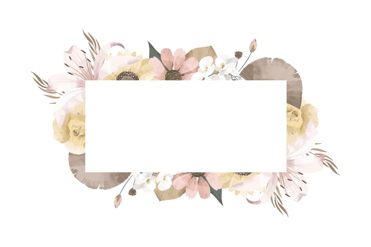 Vector marco de ilustraciones de flores secas fondo