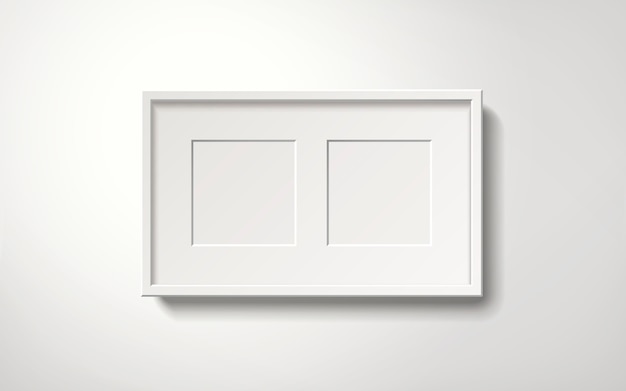 Vector marco de imagen blanco en blanco aislado colgado en la pared, estilo realista de ilustración 3d