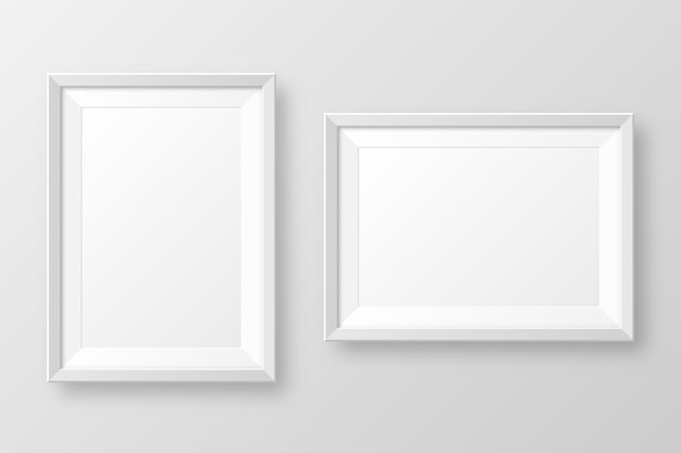 Marco de imagen blanco en blanco realista con sombra aislada en fondo gris maqueta de póster moderno