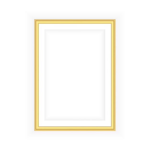 Marco de imagen realista dorado sobre fondo blanco Ideal para sus presentaciones