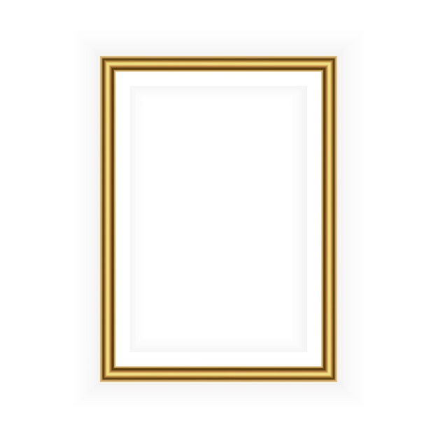 Marco de imagen realista dorado sobre fondo blanco Ideal para sus presentaciones