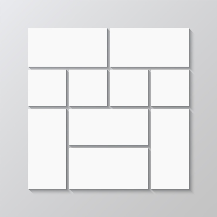 Vector marco de imágenes de mosaico cuadrícula de tablero de estado de ánimo plantilla de imágenes de portafolio diseño de tablero de estado de ánimo collage de fotos