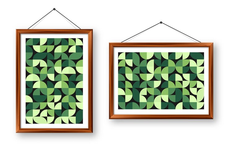 Vector marco de imágenes con patrón geométrico de moda estilo bauhaus fondo moderno elementos simples retro