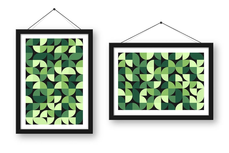 Vector marco de imágenes con patrón geométrico de moda estilo bauhaus fondo moderno elementos simples retro