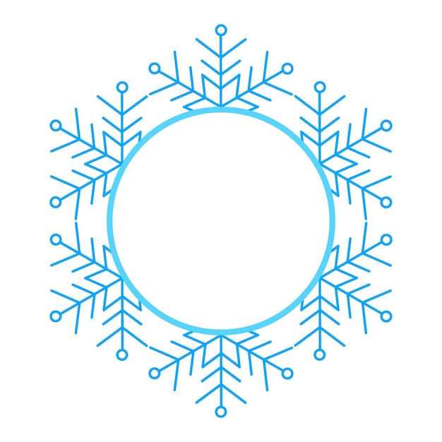 Marco de invierno de Navidad redondo con vector azul hecho de copos de nieve con espacio para texto Espacio de copia perfecto