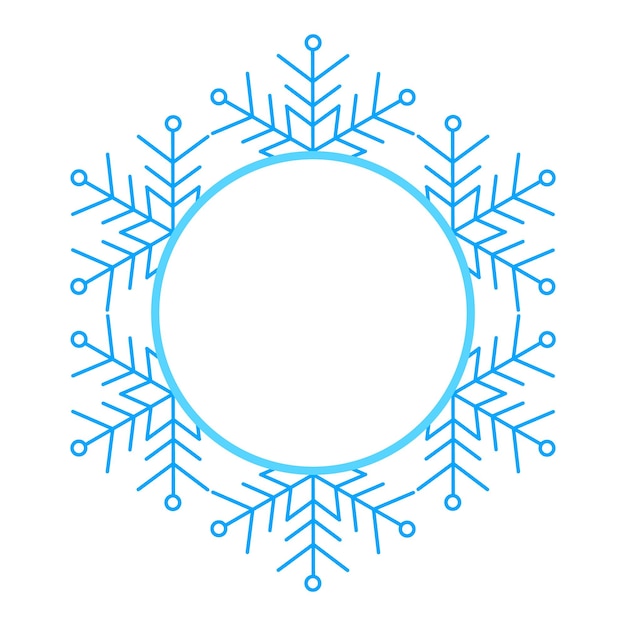 Vector marco de invierno de navidad redondo con vector azul hecho de copos de nieve con espacio para texto espacio de copia perfecto