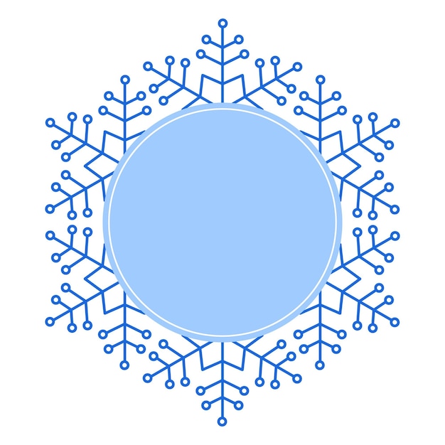Marco de invierno navideño redondo de color azul vectorial hecho de copo de nieve con lugar para texto Perfect copyspace