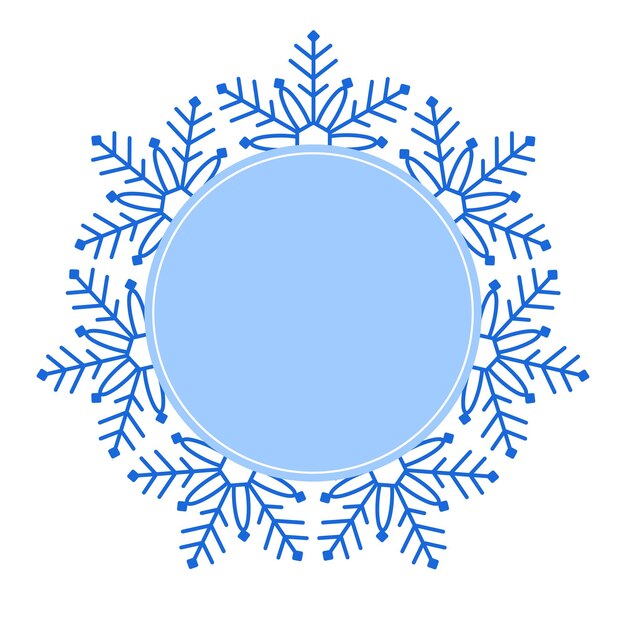 Marco de invierno navideño redondo de color azul vectorial hecho de copos de nieve con lugar para texto Perfect copyspace