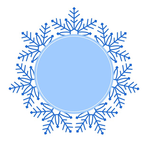 Vector marco de invierno navideño redondo de color azul vectorial hecho de copos de nieve con lugar para texto perfect copyspace