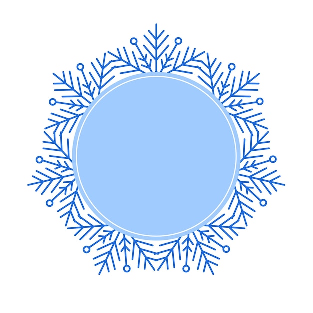 Marco de invierno navideño redondo de color azul vectorial hecho de copos de nieve con lugar para texto Perfect copyspace