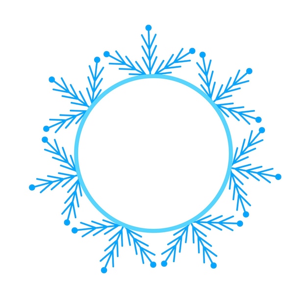 Marco de invierno navideño redondo de color azul vectorial hecho de copos de nieve con lugar para texto Perfect copyspace