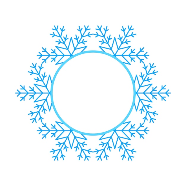 Marco de invierno navideño redondo de color azul vectorial hecho de copos de nieve con lugar para texto Perfect copyspace