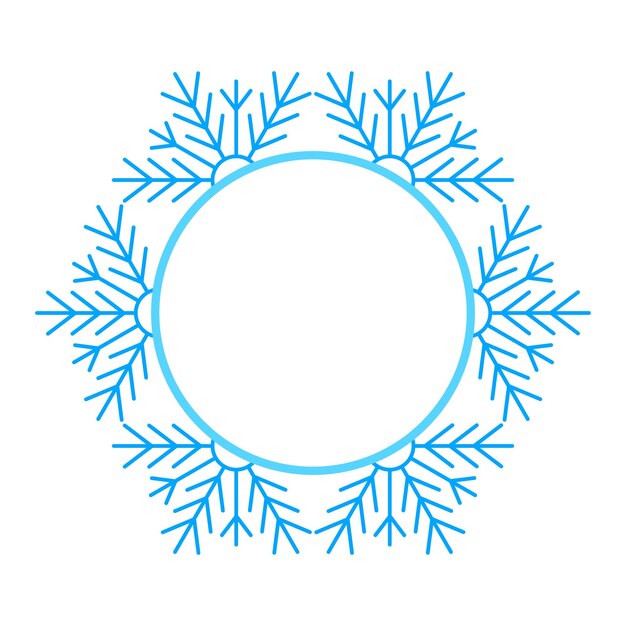 Marco de invierno navideño redondo de color azul vectorial hecho de copos de nieve con lugar para texto Perfect copyspace