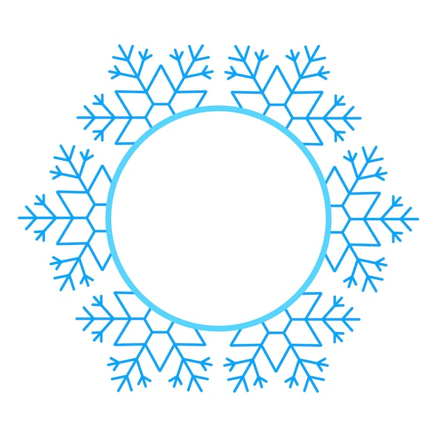 Marco de invierno navideño redondo de color azul vectorial hecho de copos de nieve con lugar para texto Perfect copyspace