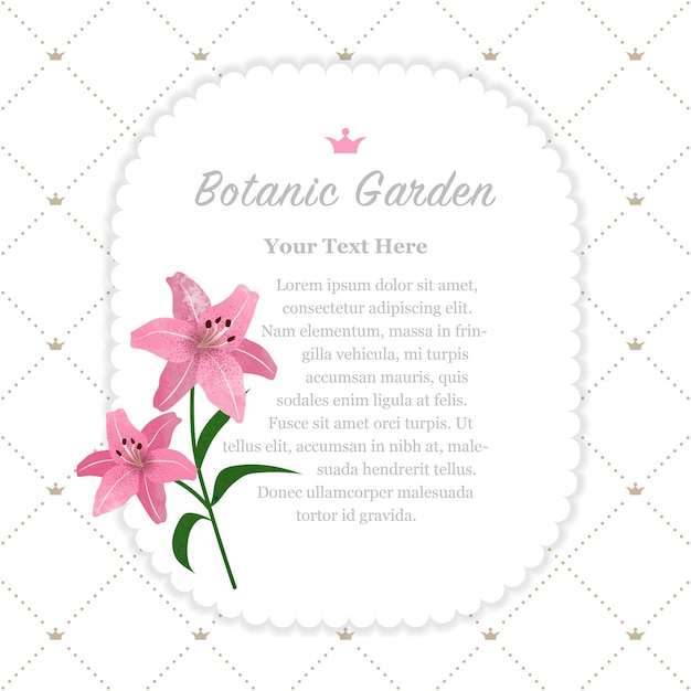 marco de jardín botánico lirio rosa