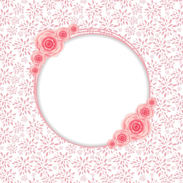 Marco lindo con la ilustración de Vector de flores color de rosa.
