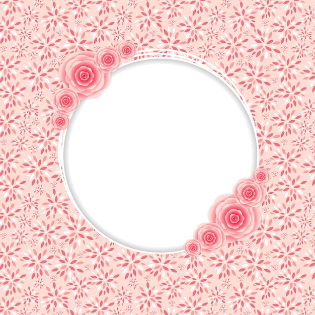 Vector marco lindo con la ilustración de vector de flores color de rosa.