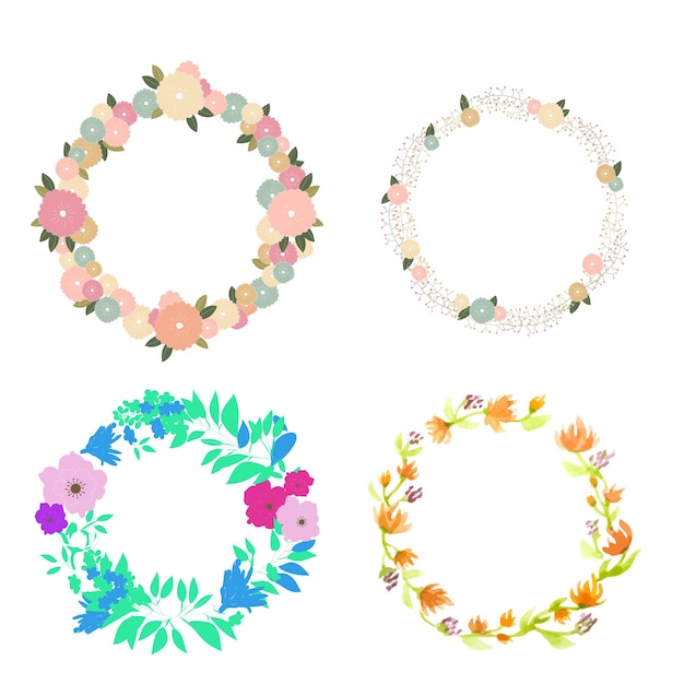 Marco de línea colorida aislada Icon Leaf Divisor de borde floral con rectángulo circular o alfiler hexágono