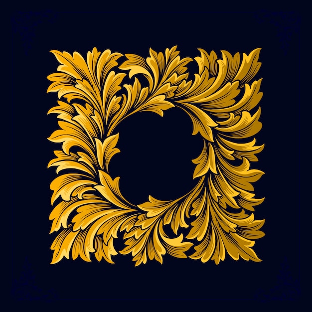 Vector marco lujo vintage remolino oro flourish