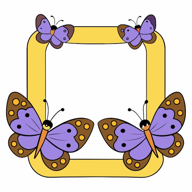 Vector marco de mariposa dibujado a mano plano elegante pegatina de dibujos animados icono concepto ilustración aislada