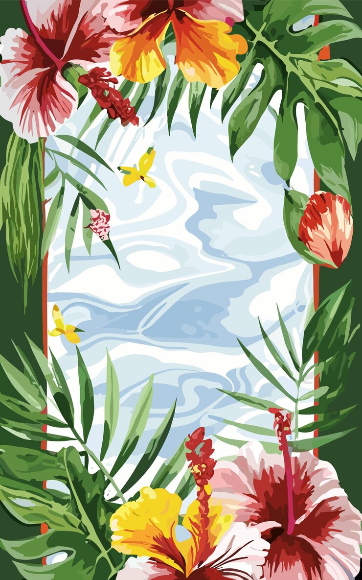 un marco con mariposas y flores en el medio