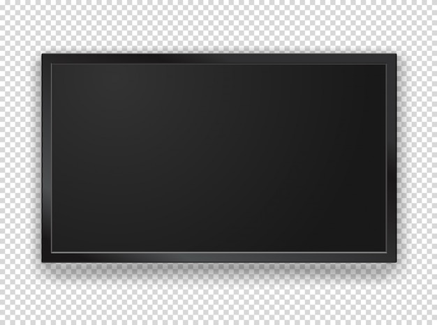 Marco moderno de tv negro con pantalla en blanco