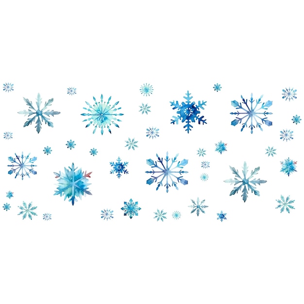 Marco navideño con copos de nieve acuarela ilustración de invierno sobre fondo blanco