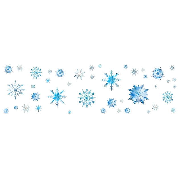 Marco navideño con copos de nieve acuarela ilustración de invierno sobre fondo blanco
