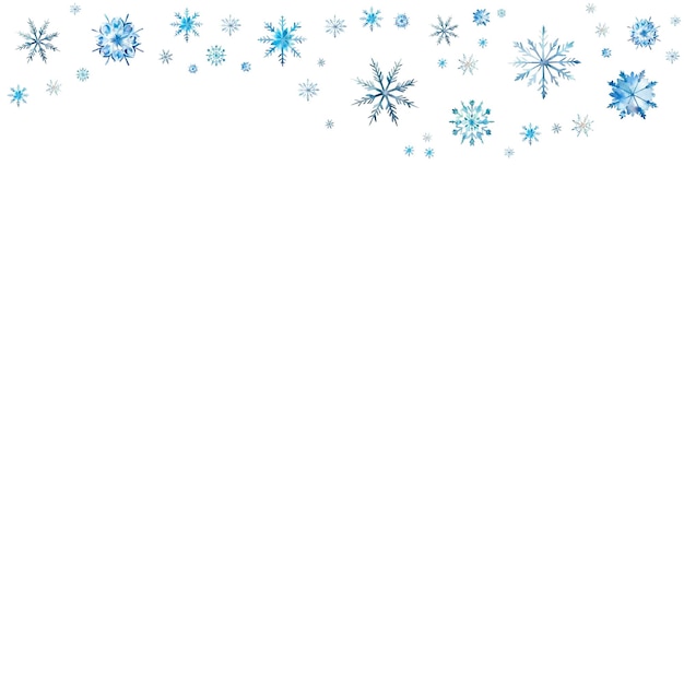 Marco navideño con copos de nieve acuarela ilustración de invierno sobre fondo blanco