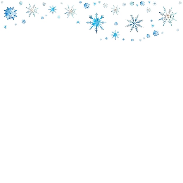 Marco navideño con copos de nieve acuarela ilustración de invierno sobre fondo blanco