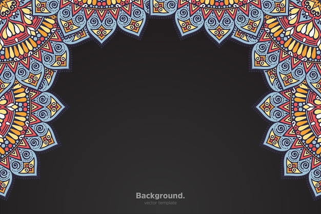 Marco negro con mandala oriental abstracto