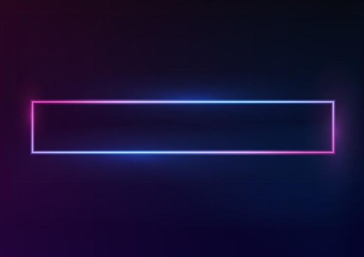 Vector marco de neón efecto de luz de línea azul curva fondo cuadrado abstracto con fondo giratorio brillante