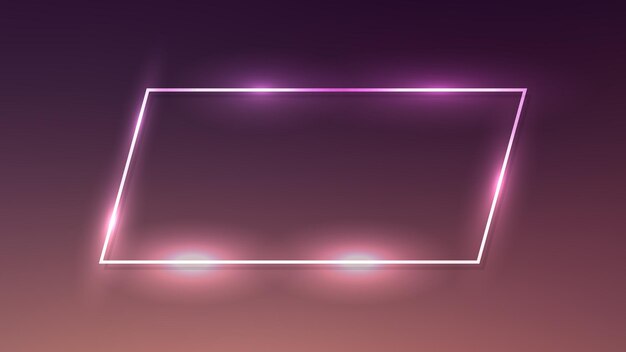 Marco de neón con efectos brillantes sobre un fondo marrón oscuro telón de fondo tecnológico vacío y brillante Ilustración vectorial