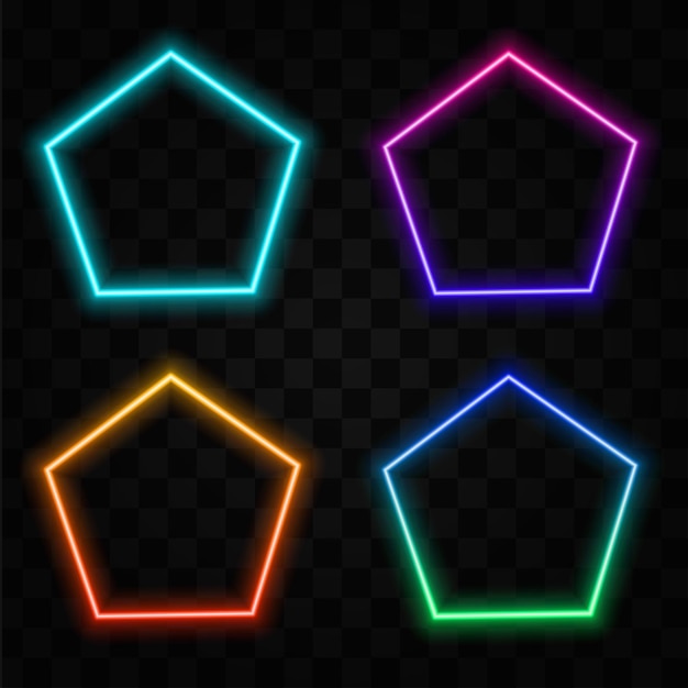 Marco de neón en forma pentagonal plantilla vectorial