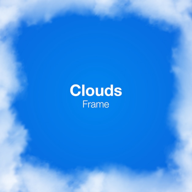 Marco de nubes realistas en el cielo azul. ilustración