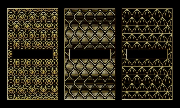 Marco o frontera de oro, diseño ornamental, estilo del corte del lazer.