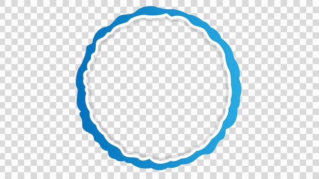 Marco de ondas circulares azules sobre un fondo transparente