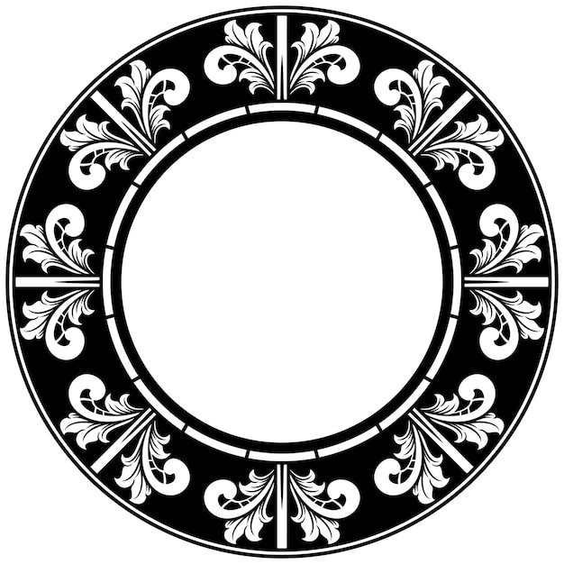Marco ornamental circular ilustración vectorial en blanco y negro