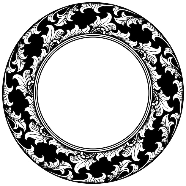 Marco ornamental circular ilustración vectorial en blanco y negro