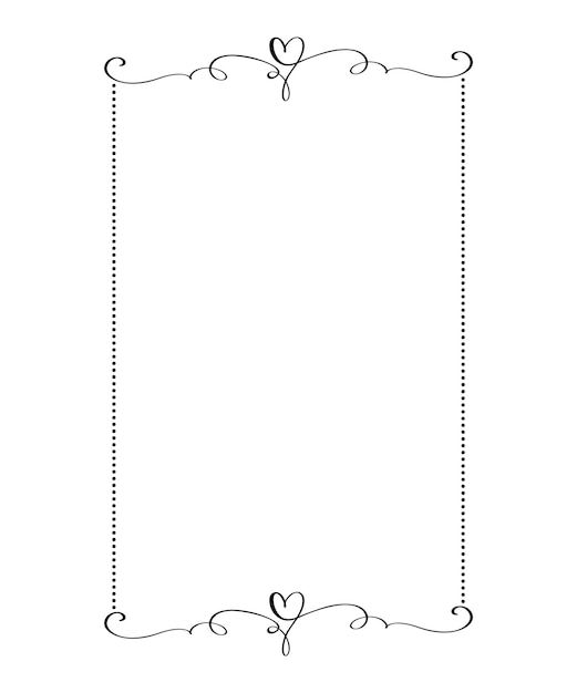 Marco ornamental vectorial rectangular de caligrafía con corazón. adorno decorativo del día de san valentín para la decoración.